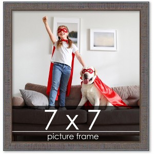 PosterPalooza | Square Textured Grey Picture Frame - UV Acrylic, Foam Board Backing, Hanging Hardware - 1 of 4