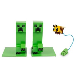 Minecraft 3-Piece Reader Bundle | Bee Reading Light & Creeper Bookends - 1 of 1