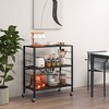 Costway 1/2 PCS 3-Tier Folding Shelf Free DIY Design Shelving Unit with 4 Universal Wheels Kitchen Black - 4 of 4