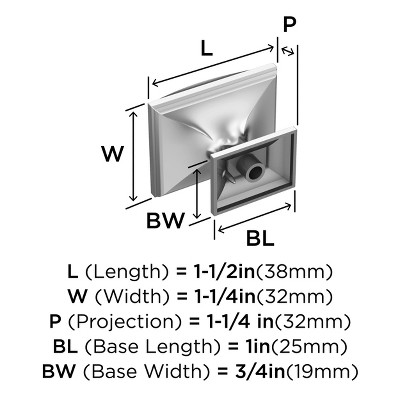 Polished Chrome Rectangular Cabinet Knob with Mounting Hardware