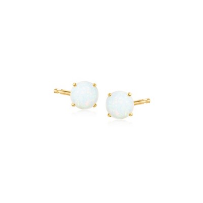 Ross-Simons 5mm Opal Stud Earrings in 14kt Yellow Gold