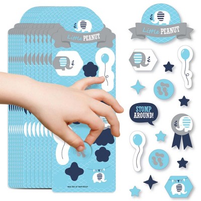 Big Dot of Happiness Blue Elephant - Boy Birthday Party Favor Kids Stickers - 16 Sheets - 256 Stickers