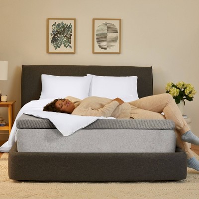 Queen Gray Foam Mattress Topper with Quilted Knit Cover
