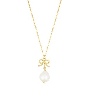 Adornia 14k Gold Plated Freshwater Pearl Bow Necklace - 1 of 3