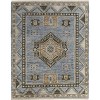 Ivory Tan and Blue Wool Oriental Hand Knotted Area Rug With Fringe - 4 of 4