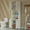 Modern White Standing Bathroom Tall Linen Tower Storage Cabinet - 4 of 4