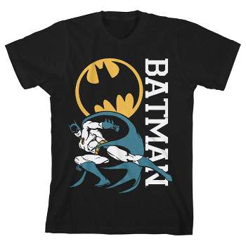Batman Sliding Boy's Black T-shirt Toddler Boy to Youth Boy