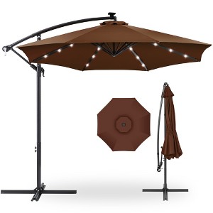 Best Choice Products 10ft Solar LED Offset Hanging Outdoor Market Patio Umbrella w/ Adjustable Tilt - 1 of 4