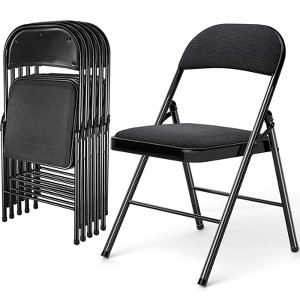 SKONYON Set of 4 Folding Chairs Fabric Cover Padded Folding Chair with Durable Steel Frame - 1 of 4