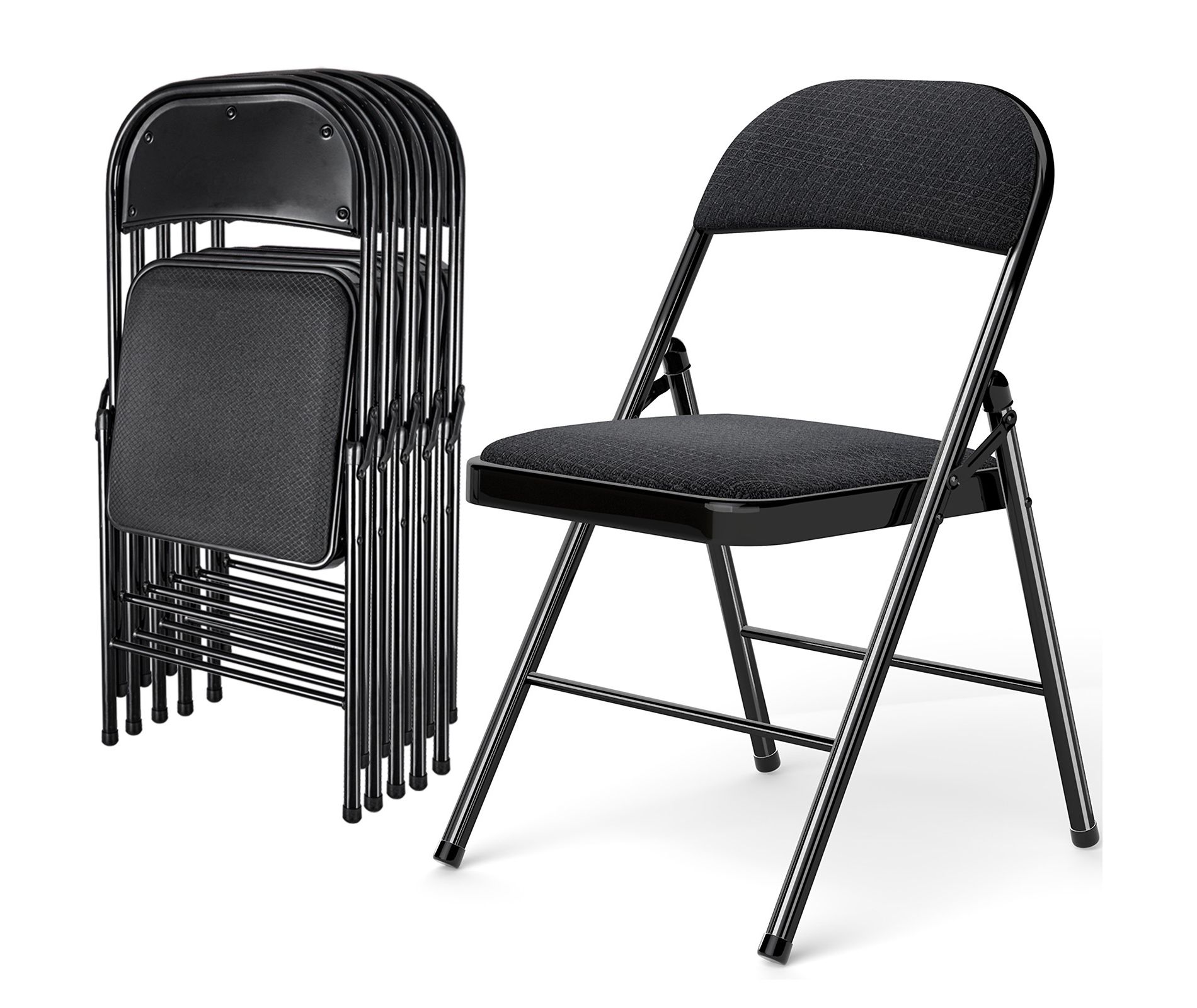 SKONYON 6 Pack Folding Chairs Fabric Cover Padded Folding Chair with Durable Steel Frame