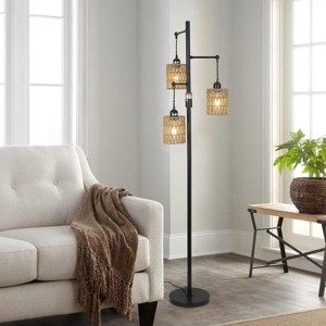65"H Stepless Dimmable Standing Lamp For Living Room,Floor Lamp Boho Style,Floor Lamp With Rattan Shade For Bedroom -The Pop Home - 1 of 4