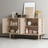 4-Door Sideboard Buffet Cabinet with Convex Pattern Doors, Adjustable Shelves, Silver Handles and Rubber Wood Legs for Kitchen, Dining Room - 2 of 4