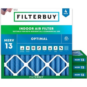 Filterbuy 30x30x2 Air Filter (4-Pack), Pleated MERV 13 Health Defense Replacement HVAC AC Furnace Filters (Actual Size: 29.50 x 29.50 x 1.75) - 1 of 4