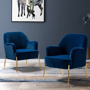 Odo Velvet Accent Comfy Living Room Arm Chair Upholstered Padded Seat Set of 2 | Karat Home - 1 of 4