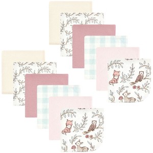 Hudson Baby Infant Girl Flannel Washcloths, Girl Woodland Pals 12Pk, One Size - 1 of 4