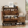 Shoe Cabinet with Bench and 2 Flip Drawers, Freestanding Shoe Organizer with Double Layer Metal Legs - 3 of 4