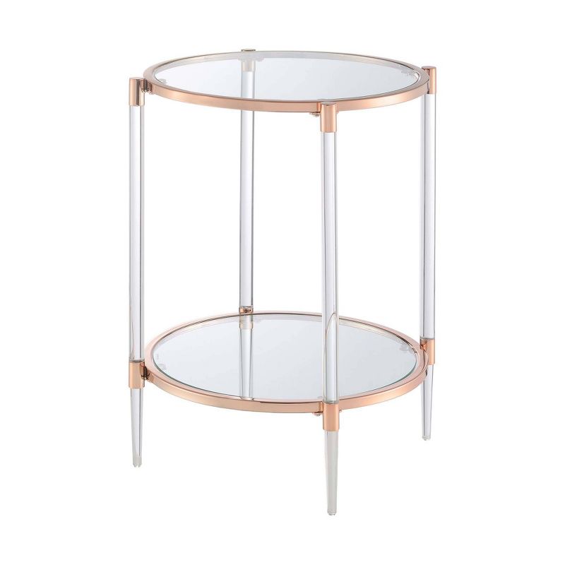 Royal Crest 2 Tier Acrylic Glass End Table Rose Gold/Glass - Breighton Home, 1 of 7