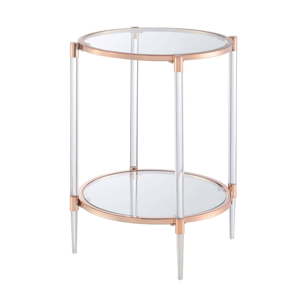 Photos - Dining Table Royal Crest 2 Tier Acrylic Glass End Table Rose Gold/Glass - Breighton Hom