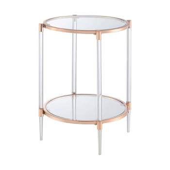 Royal Crest 2 Tier Acrylic Glass End Table Rose Gold/Glass - Breighton Home