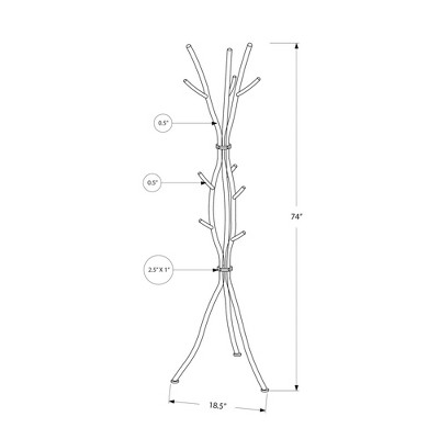 Black Metal Branch-Inspired Freestanding Coat Rack with 8 Hooks