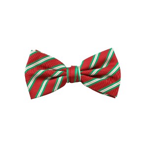 Jacob Alexander Men's Holiday Christmas Red with Diagonal Green & White Stripes Pre-Tied Clip-On Bow Tie - 1 of 1