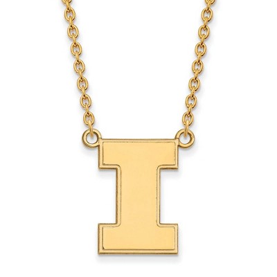 Black Bow Jewelry 10k Yellow Gold Illinois Fighting Illini NCAA Necklace 18 Inch