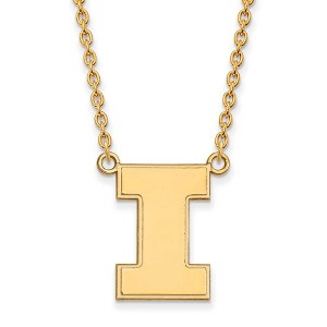 Black Bow Jewelry 10k Yellow Gold Illinois Fighting Illini NCAA Necklace 18 Inch - 1 of 4