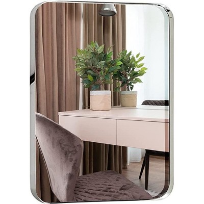 Contemporary Silver Framed Rectangular Wall Mirror, 24" x 36"