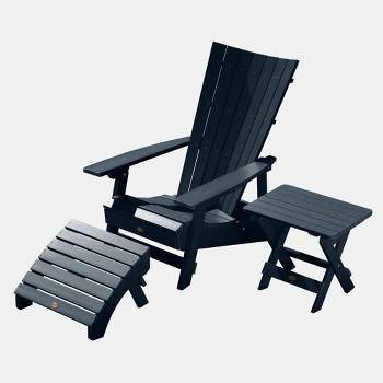 Manhattan Beach Adirondack Patio Chair with Side Table & Ottoman Federal Blue - highwood