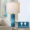 ROTTOGOON 26.5" Set of 2 Table Lamps, Blue Glass, Bedroom Nightstand Lamp with USB-C & USB-A Charging Ports, Modern Art Deco, LED Bulb Included - 2 of 4