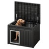 Plastic Dog House Outdoor Indoor Dog Kennel with Liftable Roof & Good Black/Gray - 3 of 4