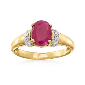 Ross-Simons 1.60 Carat Burmese Ruby Ring With Diamond Accents in 14kt Yellow Gold - 1 of 4