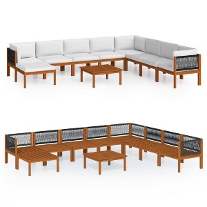 vidaXL 9 Piece Patio Lounge Set in Cream with Cushions - Weather-Resistant Acacia Wood Furniture for Patio, Garden, Living Room - 1 of 4
