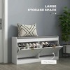 Resenkos Storage Ottoman Bench,Narrow Storage Bench, Shoe Rack Bench with 2 Flip Drawers White - 2 of 4