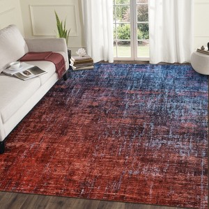 Modern Abstract Area Rug, Washable Rugs for Living Room, Non Slip & Stain Resistant Ombre Print Accent Carpet - 1 of 4