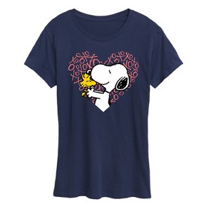 Women's - Peanuts - Snoopy Woodstock Xo Heart Short Sleeve Graphic T-Shirt - 1 of 4