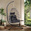 SEVOBAL Patio Swings Outdoor Egg Hanging Chair with Stand Wicker Design for Patio Garden Indoor Decor, Black, 44.4"*30.3"*8.7" - 4 of 4