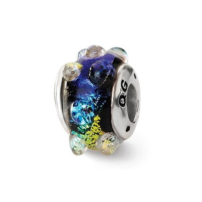 Black Bow Jewelry Rainbow Dotted Dichroic Glass Sterling Silver Bead Charm