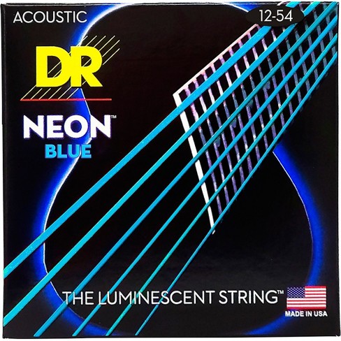 Dr Strings Hi def Neon Blue Coated Medium Acoustic Guitar Strings