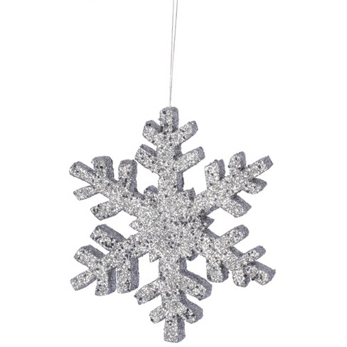 Miniature Silver Glitter Snowflake Ornaments, 7/8'' x 7/8'', Silver / Grey, Craft Supplies from Factory Direct Craft