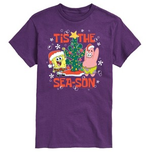 Men's - SpongeBob SquarePants - Tis The Season Christmas Spongebob and Patrick Short Sleeve Graphic T-Shirt - 1 of 4