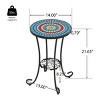 Outdoor Metal Small Side Table, Colorful Patio Drink Table with Iron Legs for Porch, Balcony or Garden – Cuddlewood - 4 of 4