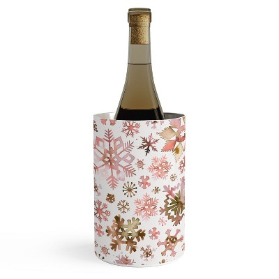 Ninola Design Snowflakes Watercolor Pink Wine Chiller - Deny Designs