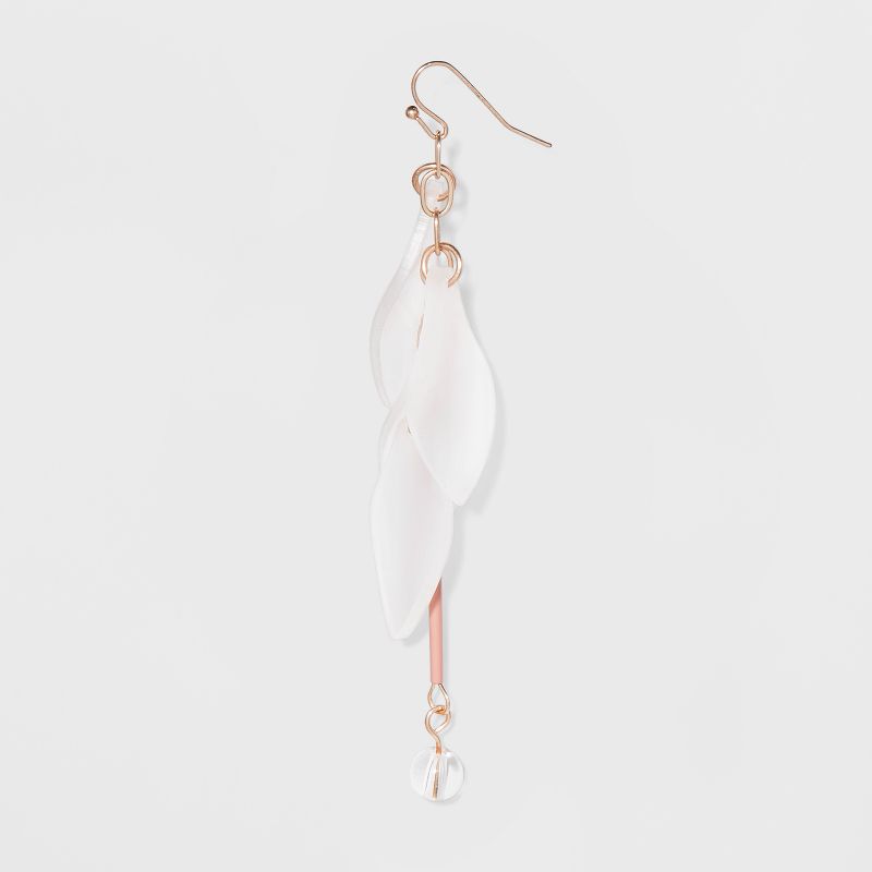 Beige Leaves, Pink Bar, and Clear Beads Earrings - A New Day&#8482; Rose Gold/White, 2 of 3
