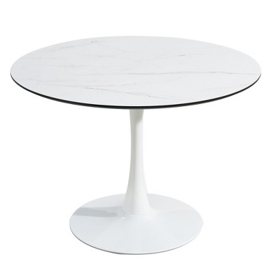 CAVINAS Round Dining Table Kitchen Table Steel Base Tulip Round Table for Dining Room