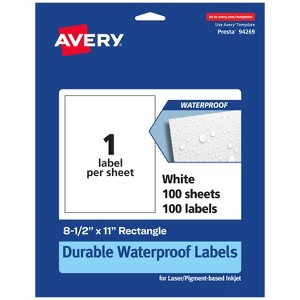 Avery Durable Waterproof Rectangle Labels, 8.5" x 11" - 1 of 4