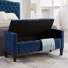 Angel Sar 48" Bed Bedroom Bench, Velvet Tufted Button Storage Bench with Nails Trim,Footrest with Armrest, Navy - 2 of 4