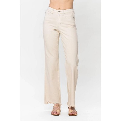 Women's Destroyed Hem Straight Leg Jeans - Judy Blue