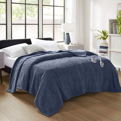 Sapphtopaz Twin Size Heated Blanket, Faux Feathersoft Throw Blanket for Bed, 62"W x 84" Plush Reversible Blanket with 10 Heat Settings, Fleece Blanket