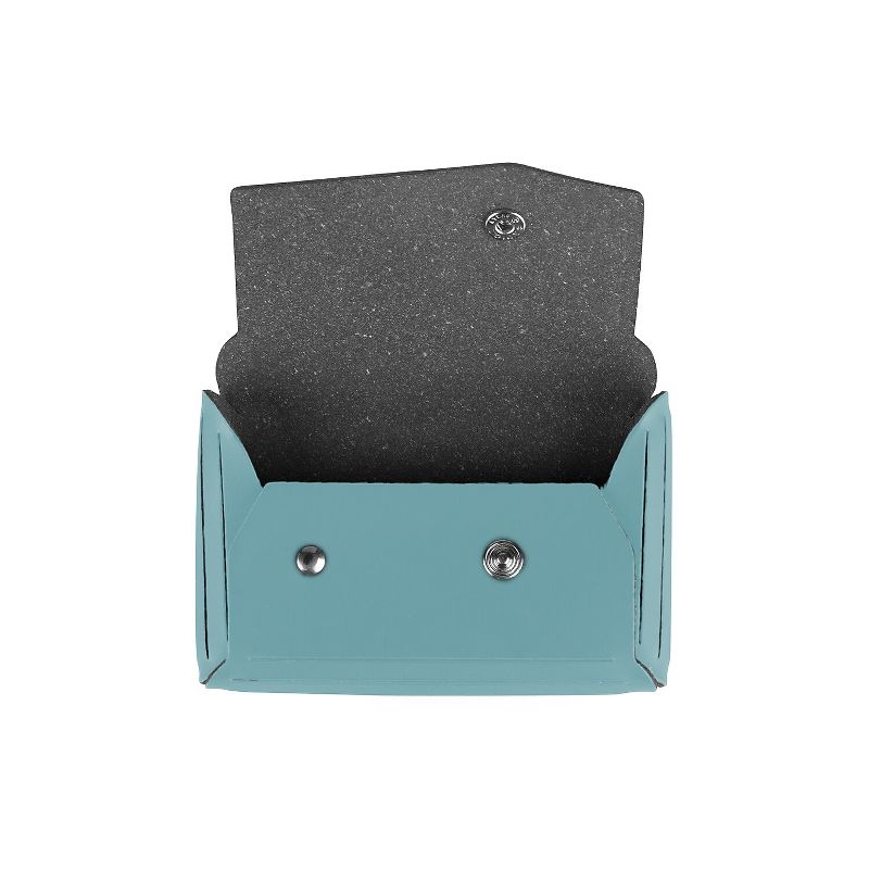JAM Paper Italian Leather Business Card Holder Case with Angular Flap Teal Blue Sold Individually, 3 of 5